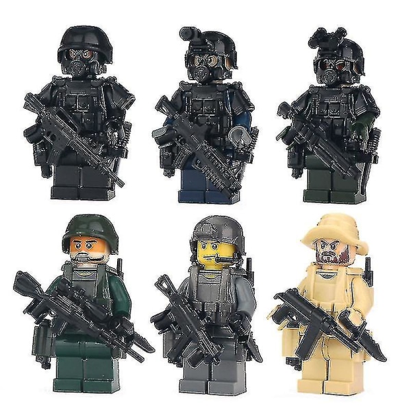 6 stk Moc Swat City Mini Militære våpen Playmobil Figurer Bygg