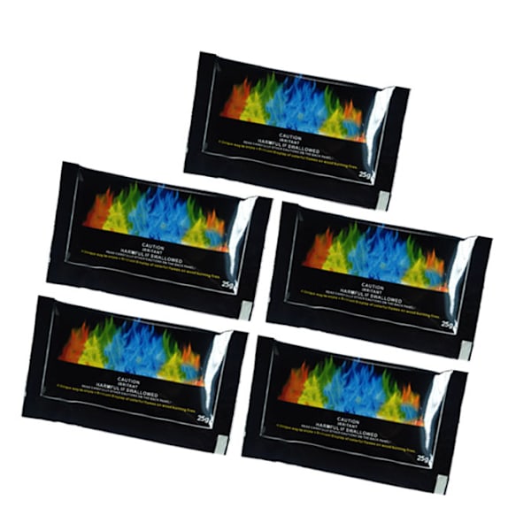 5 stk 25g BBQ Camping Fargeflammepakker Bålfest Fargerike Flammer Fargeskiftende Pakker 0.3