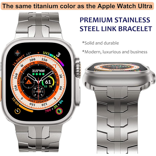 Apple Watch Ultra Miesten Ranneke 49mm 45mm 44mm 42mm Miesten Sarja Metalli Ranneke iWatchille Ruostumattomasta Teräksestä Ranneke Hopea Silver 38/40/41mm