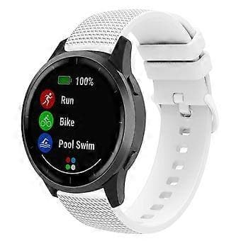 Kompatibelt urrem til Garmin Venu 3S / Forerunner 265S, 18 mm ternet silikonerem (hvid)