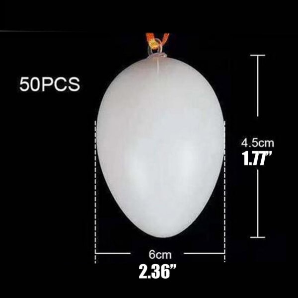 50 dekorative egg 6 cm plastegg dekorere hjem interiør hvite