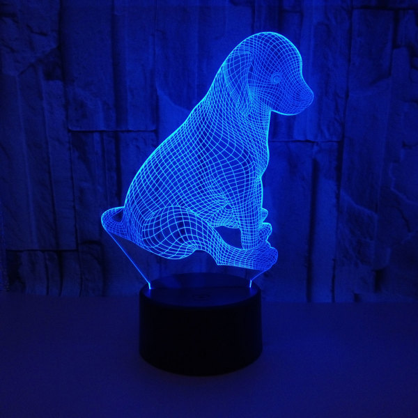 Söt hund Färgglad 3d Visual Touch Skrivbordsbordslampa Led Akryllampa Kreativt energibesparande ljus Hem Dec