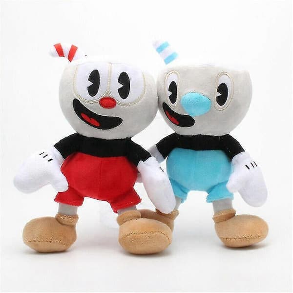 2 stk./sæt 25 cm Cuphead Plys Mugman Mecup og Brocup Udstoppede Dyr