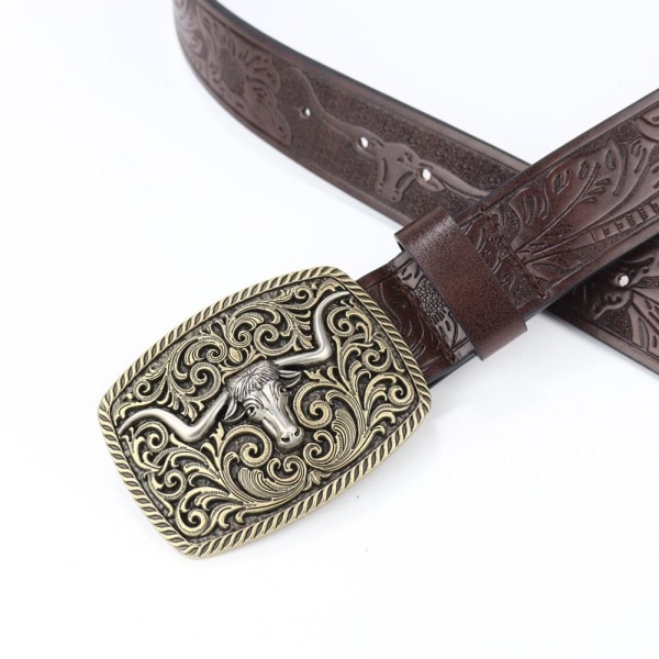 Western Cowboy Belt Buckle Belt BRUN 115CM brun brown 115 cm