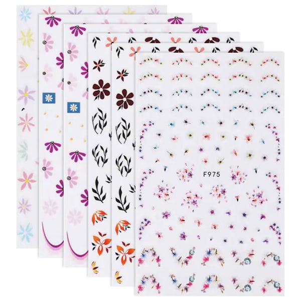 Nagelkonst Dekal, 5D Pressad Nagel Dekal Vår Färgglada Tusenskönor Blomma Självhäftande Nageldekoration style2