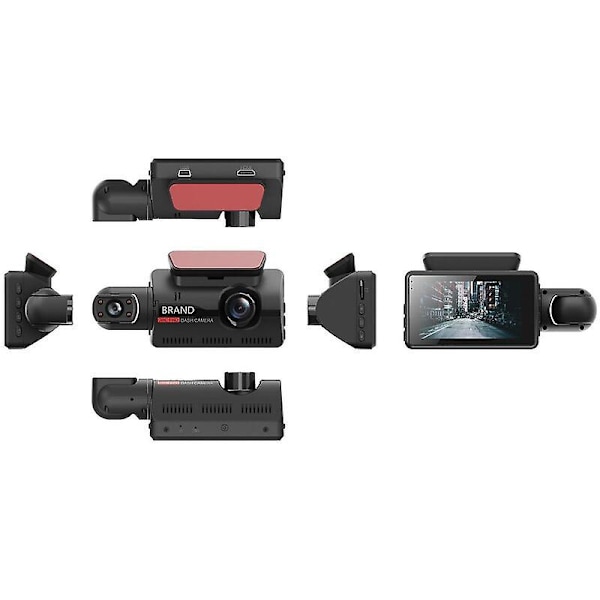 Dashcam bilkamera for og bag, Full HD, 140 vidvinkel, loop-optagelse, parkeringsmonitorering, for + interiør, 1 stk.