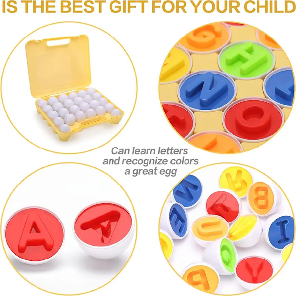 Montessori ABC Oppdagelsesegg: 26-delt Interaktivt Alfabet & Formbrett