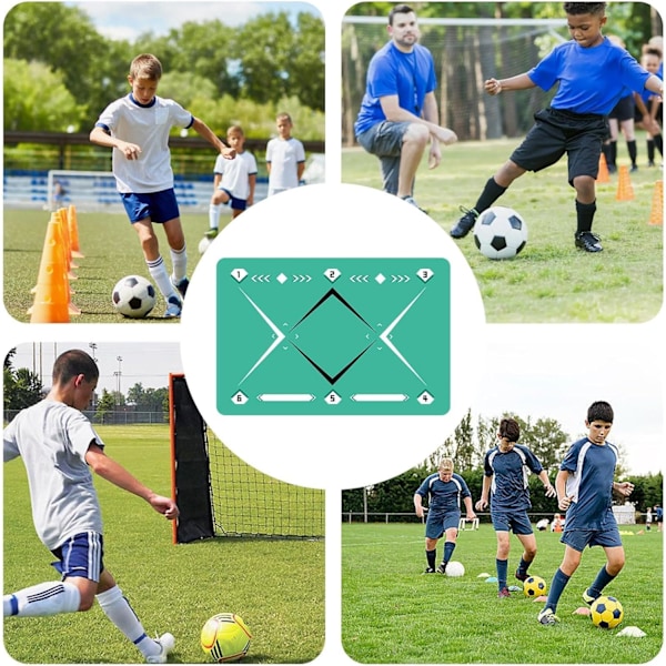Fodboldtræningsmåtte, 90 x 60 cm lydløs måtte til træning, skridsikker driblingstræningsmåtte – fodbold agility træningsgulvmåtte til fodboldkærlighed