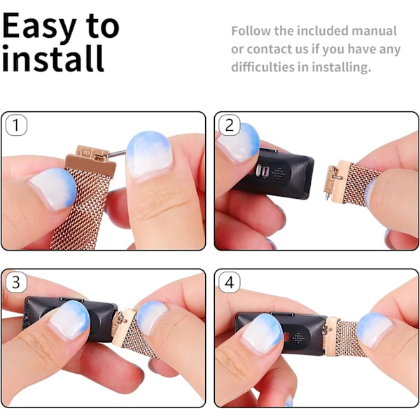 2-pakks bånd kompatibel med Fitbit Inspire 2/ Inspire HR/ Inspire, rustfritt stål mesh-erstatning