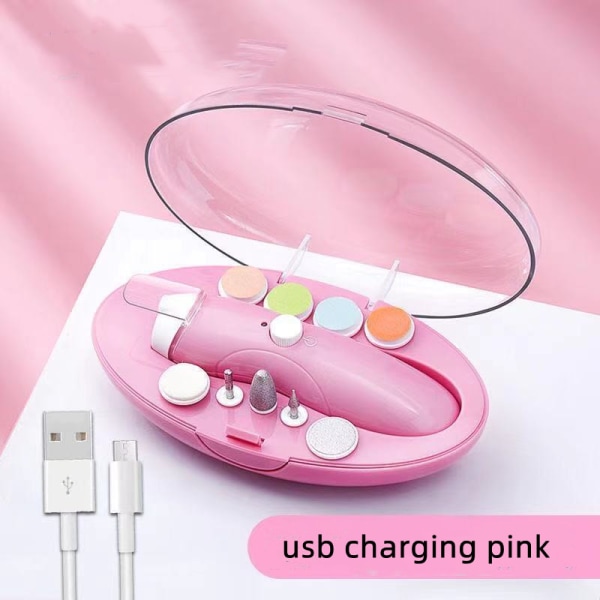 USB-drevet elektrisk negletrimmer for babymanikyr pink