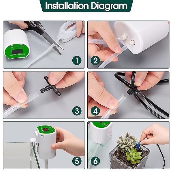Automatiskt bevattningssystem inomhus med USB laddare, droppbevattningskit, automatisk bevattningsanordning för 8 krukväxter för hemträdgård