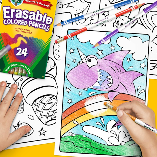 Crayola Viskelærebart Fargeblyanter (24 stk), Fargeblyanter for Barn til Skole, Tilbake til Skole-Forbruksvarer for Barn, Fargeblyanter, 6+