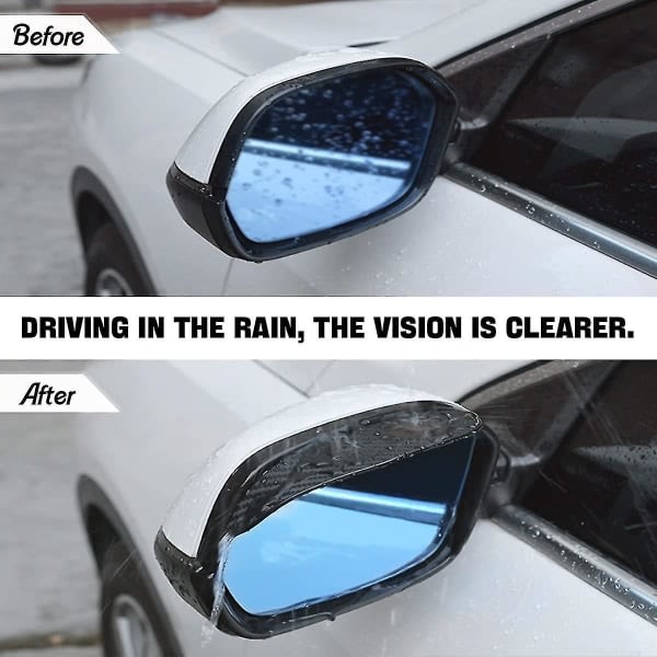 2 stk Bil bakspeil regntrekk, karbonfiber bil sidespeil regn øyenbryn, vanntett auto speil regnvisir røykbeskyttelse
