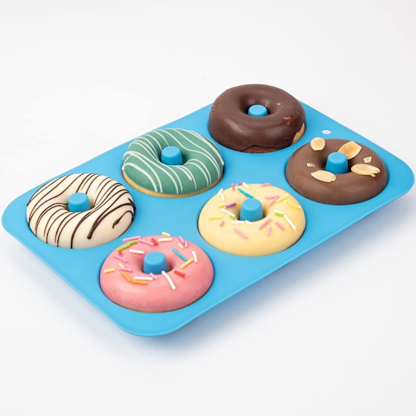 Silikone Donutform til 6 Donuts, Sæt med 2. Fødevaregodkendt LFGB Silikone Bagelbageform, Non-stick, Tåler opvaskemaskine, Varmebestandig