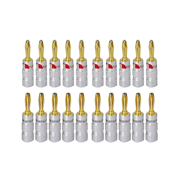 20 stk. bananeplugs 24k guldbelagte 4mm HiFi bananeplug med skruelås til audio jack Speake