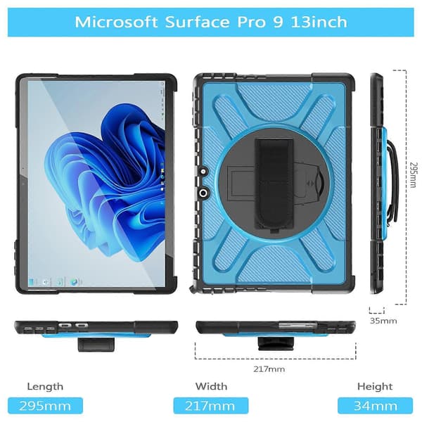 Stöttåligt surfplattefodral för MicroSoft Surface Pro 9_xx Blue