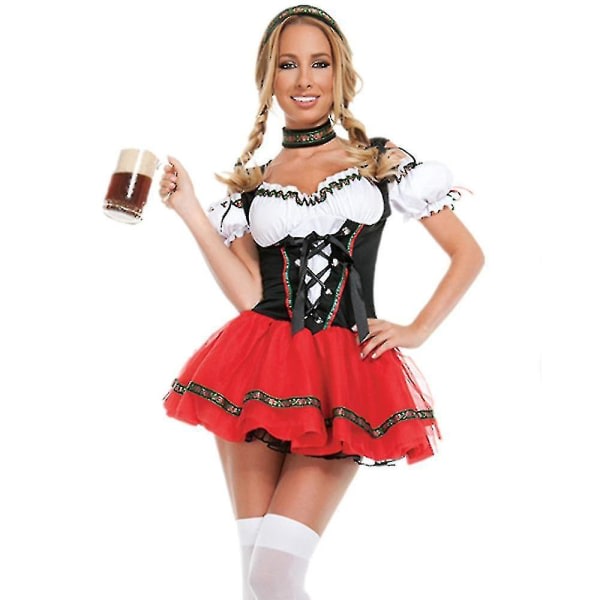 Karnevaali Oktoberfest Dirndl -asu Saksa Oluttyttö Taverna Wench Tarjoilija Asu Halloween Puku