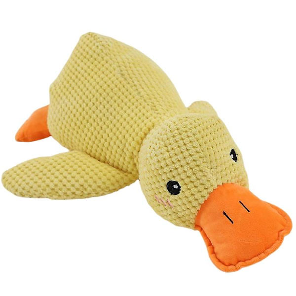 Pehmeä koiran rauhoittava ankka, söpö, ei täytettä, pehmeä vinku, koiran pehmolelu, purulelu suurille ja pienille koirille yellow