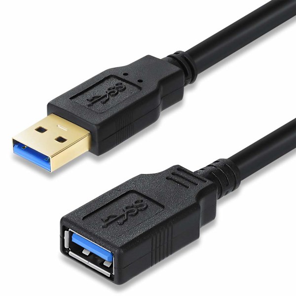 USB 3.0 jatkojohto 5m, nopea 3.0 USB-jatkojohto, tyyppi A uros - naaras, tiedonsiirto 5 Gbps (5m musta)