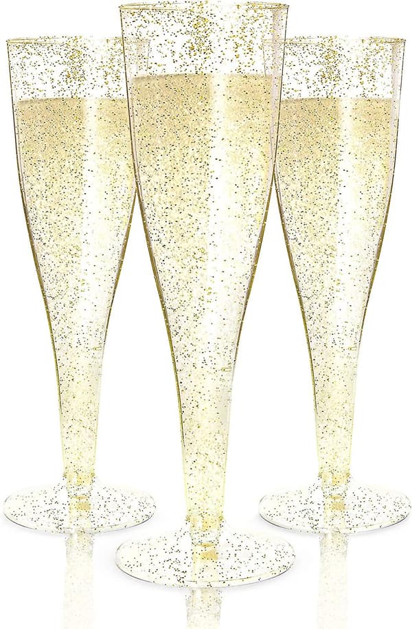 30 Champagneglas i plast | Guld