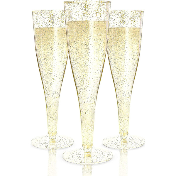 30 Plast Champagne Fløyter Engangs | Gull