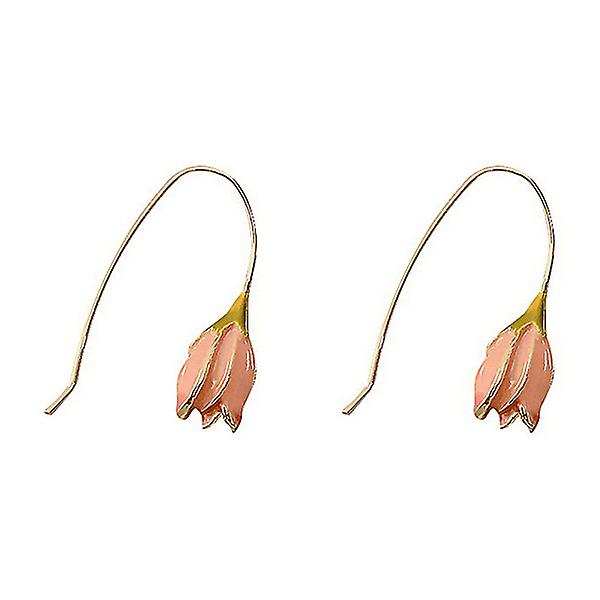 1 par mode søde tulipaner personlighed blomsterkvast ørering temperament mode lang stil øreringe (gyldne) (3,3 x 1 cm, gyldne)