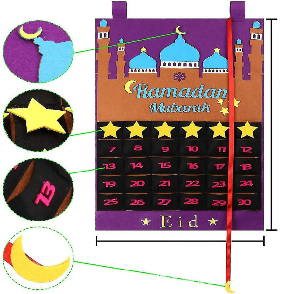 30-dagers stue Eid Mubarak muslimsk hjemmedekor Ramadan-kalender nedtelling