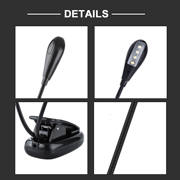 Notställ LED-lampa Mini Dubbelarm Lampa Justerbar Läslampa med USB-kabel Lampa (8 Dioder) 8 Beads