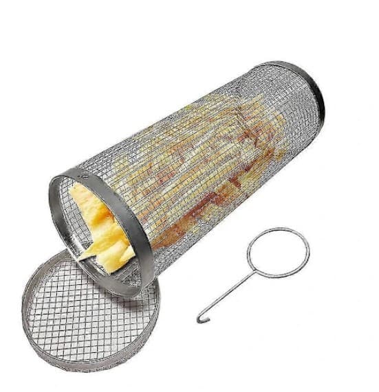 2 stk. rullende grillkurve - Bedste grillkurv nogensinde, rund grillnet i rustfrit stål-FS-