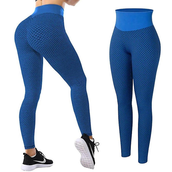 Kvinnors Leggings Yogabyxor med hög midja Tiktok Scrunch Butt Jacquard Ruched Booty Tights Mage Control Butt Lift Grå Vit Svart Lila Fitn Ocean Blue Ocean Blue XL