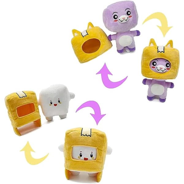 Lankybox Plys Foxy og Boxy med aftagelig tegneserierobot blødt legetøj til gaver til børn og fans (Boxy+foxy+rocky)