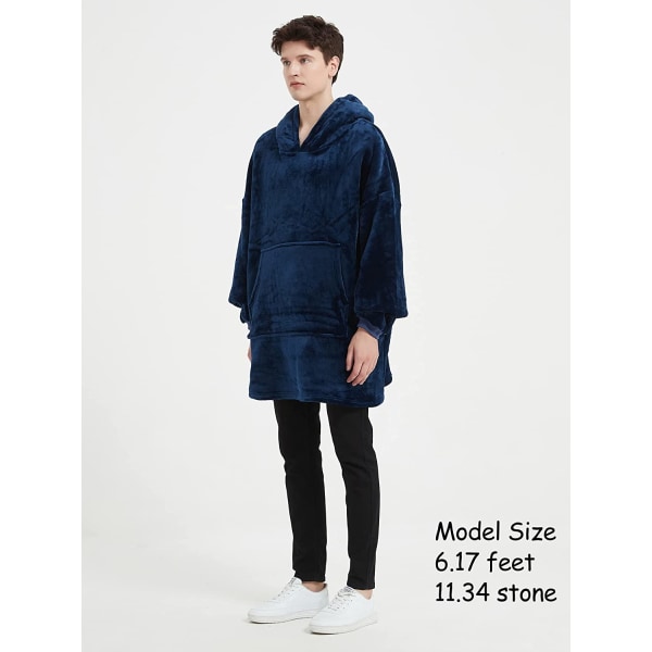 Oversized teppehettegenser, bærbar hettegenser med teppe, myk Sherpa fleece-koselig teppehettegenser for voksne