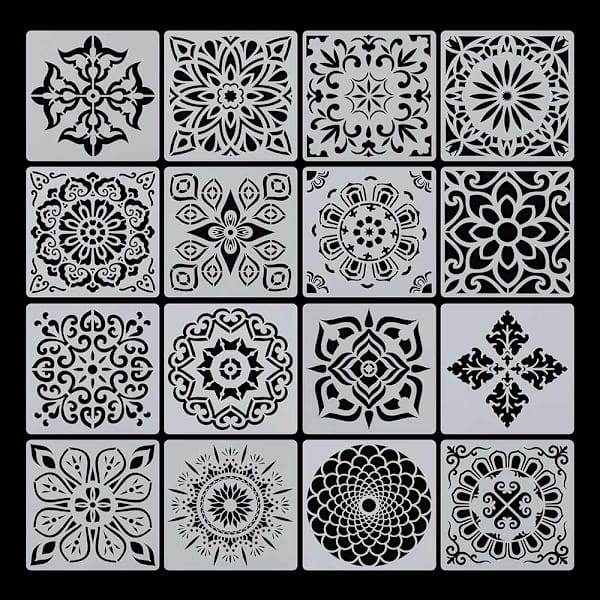 16 kpl/settiä kerrostusleimasin Scrapbooking Mandala Auxiliary