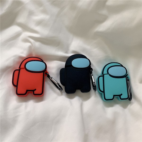 Among Us Airpod-fodral, Söt Airpods 2 & 1-fodral med Lång Snodd Nyckelring