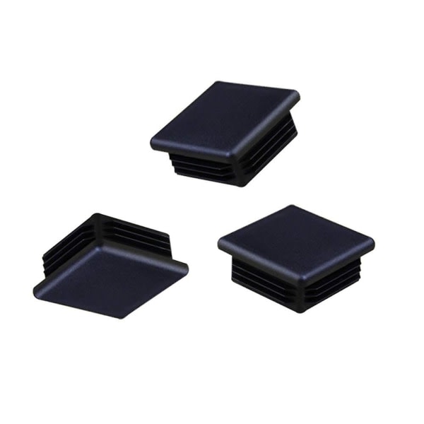 25 stk firkantede rørplugger i plast, firkantede rør, innleggsplugger, endehetter, svart, 40 x 40 mm