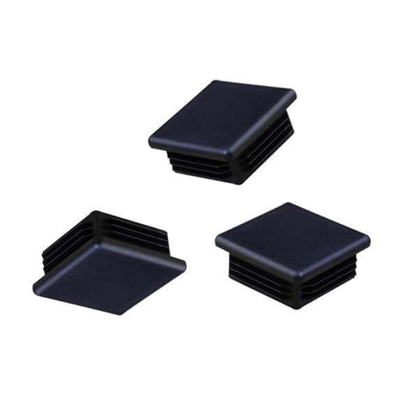 25 stk. firkantede rørpropper i plast, firkantede rørindsatser, endestykker, sorte, 40 x 40 mm