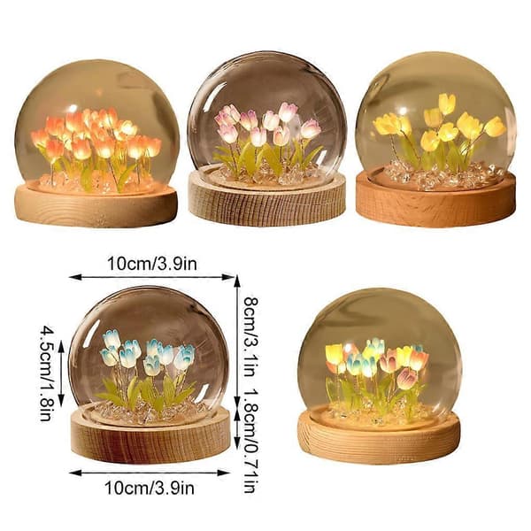 DIY Håndlaget Tulip Nattlys, Dekorativ Blomsterlampe, Soverom Nattbordsrom Dekor, Perfekt Gave til Jenter blu blue Complete set