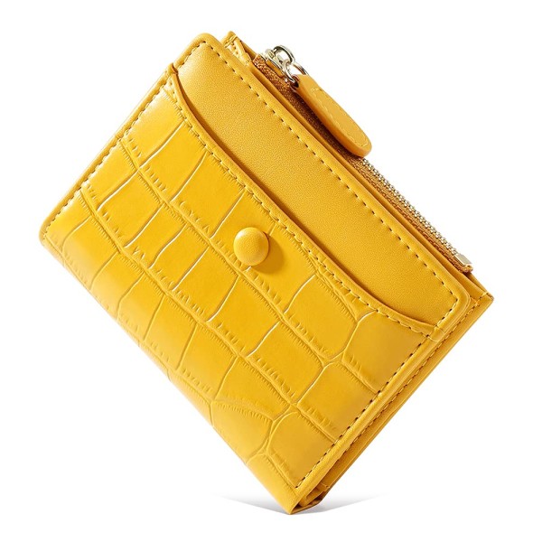 Small Purses for Women Fashion Stone Pattern Girls Wallet Thin and Light Card Holder Organizer (yellow)