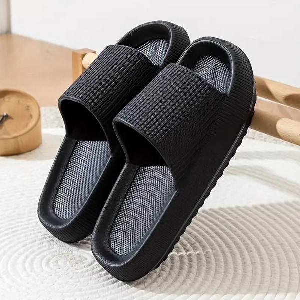 Solid EVA Slides for menn - Uformelle sklisikre tøfler for innendørs utendørs stranddusj