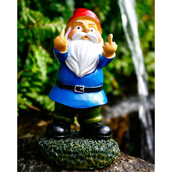 Morsomme hagegnomer, fargerike hagepynt Dobbel langfinger utendørs frekk gnome-figur gave 13,97 cm