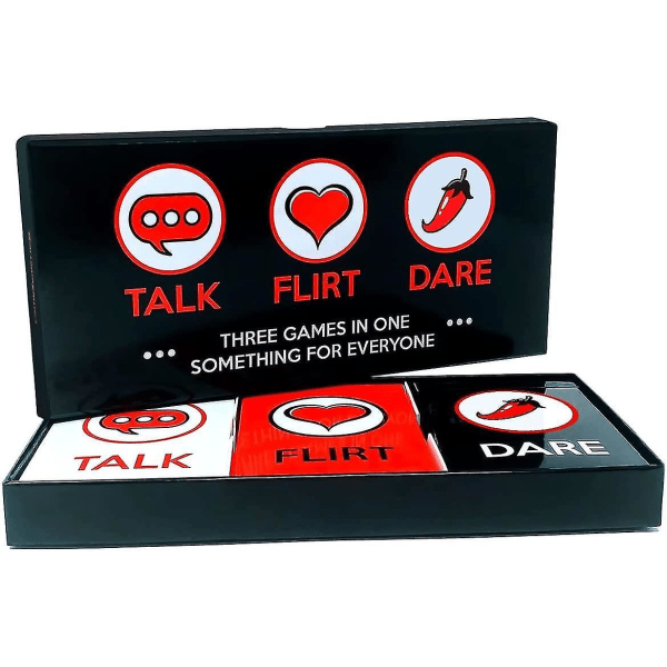 Kul och romantiskt spel för par: Date Night Box Set med samtalsstartare, flörtspel och coola utmaningar - Välj mellan Talk, Flirt eller Dare-kort