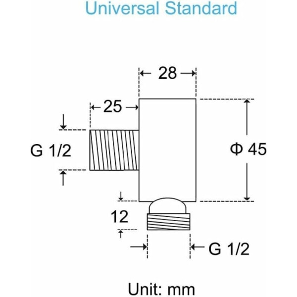 Rund slangeforbindelse - Krom vægtilslutningsalbue - - Messing - Universal - 1/2" - Sandfitting - Brusevægsbeslag til håndbruser