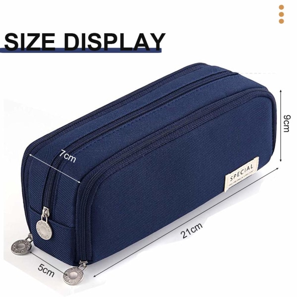 Case Large Capacity 3 Compartments Canvas Makeup Cosmetic Bag for Teenagers Adults Boys Girls School Students Organizer（Blue）