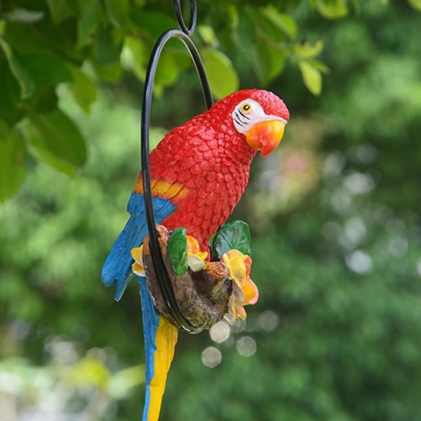 Yard Bird Habitat patsas pyöreä papukaija veistos ara patsas punainen 1kpl)