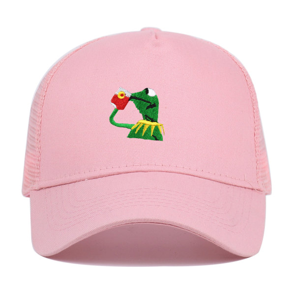 Baseballcaps Kermit The Frog nipper til te-logo Trucker Hat Unisex Outdoor Justerbar Strapback Cap (rosa)