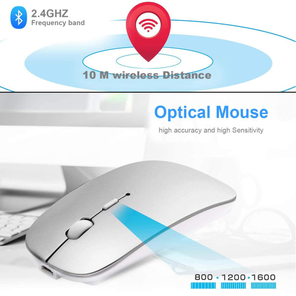Ladattava langaton hiiri MacBook Pro/Airille, Bluetooth hiiri kannettavalle/PC/Mac/iPad pro/tietokoneelle