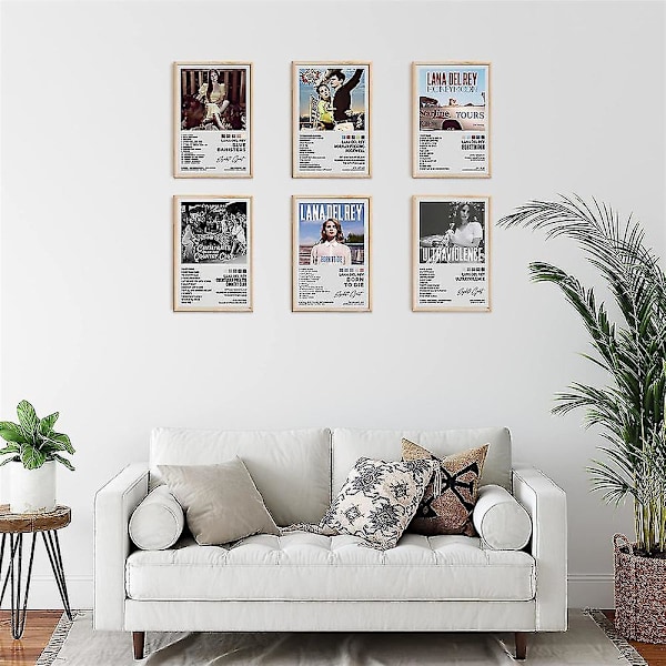 6-pak Lana Del Rey Posters - Musik Album Cover Posters Væghængt Kunst Rum Æstetisk Sæt Hjemmeindretning Gaver Uindrammet