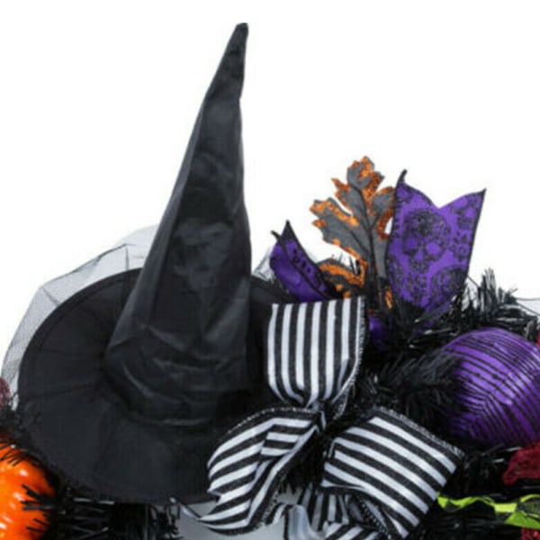 Halloween krans med hattebein inngangsdør Black