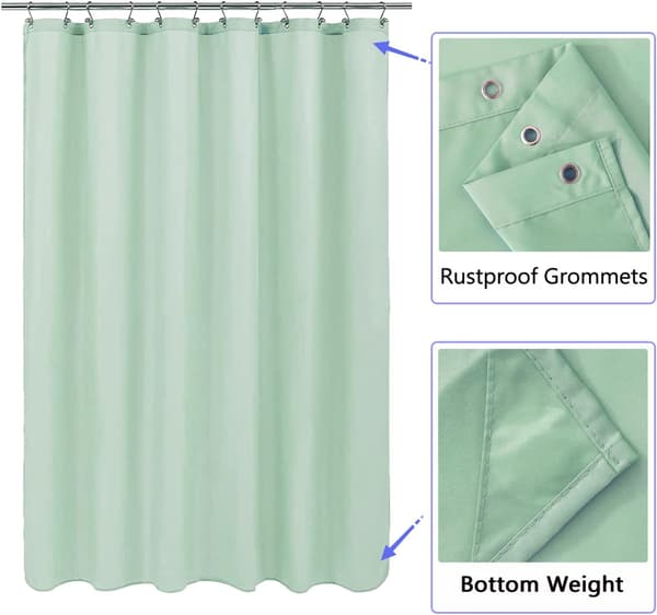 Mögelresistent duschdraperi grön vattentät PEVA-tyg badrumsduschdraperi med ringar 180x180 cm