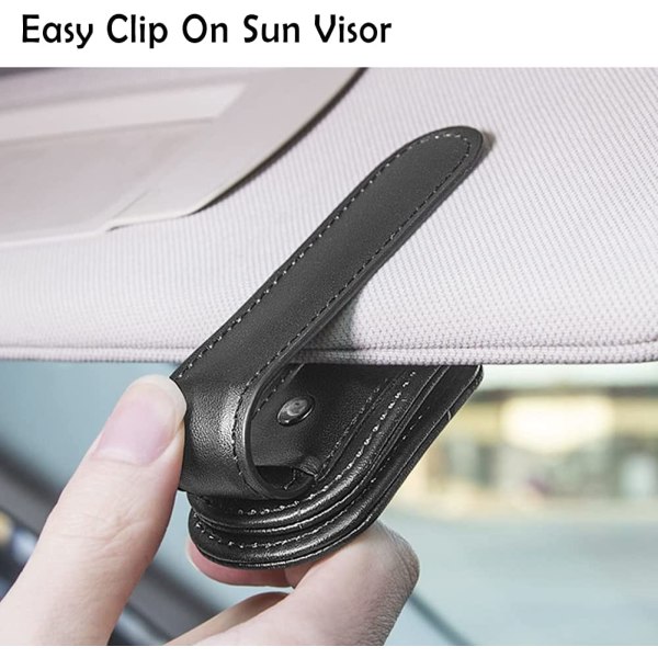 Magnetisk skinn solbrilleholder for bil, magnetisk brillehengerklemme for bil solskjerm, egnet for tynne benbriller, grå
